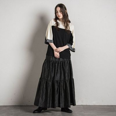 シアーシャンブレーティアードスカート≪洗濯機で洗える≫