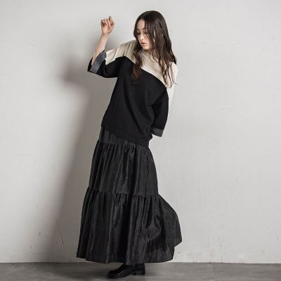 シアーシャンブレーティアードスカート≪洗濯機で洗える≫