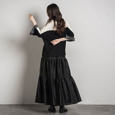 シアーシャンブレーティアードスカート≪洗濯機で洗える≫