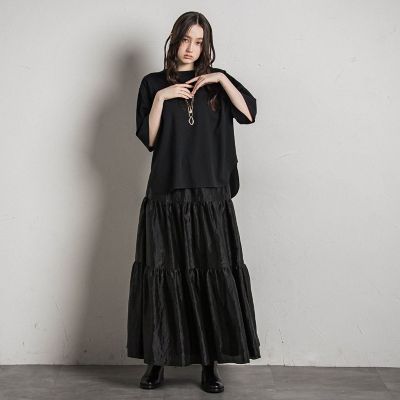 シアーシャンブレーティアードスカート≪洗濯機で洗える≫