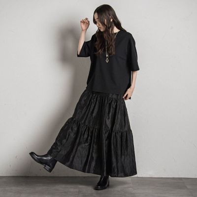 シアーシャンブレーティアードスカート≪洗濯機で洗える≫