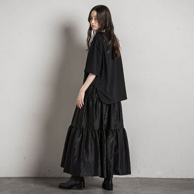 シアーシャンブレーティアードスカート≪洗濯機で洗える≫