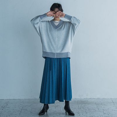 TRIPP NYC ダークグレー デニム プリーツスカート デニムプリーツスカート | MAYSON GREY（Women）/メイソングレイ