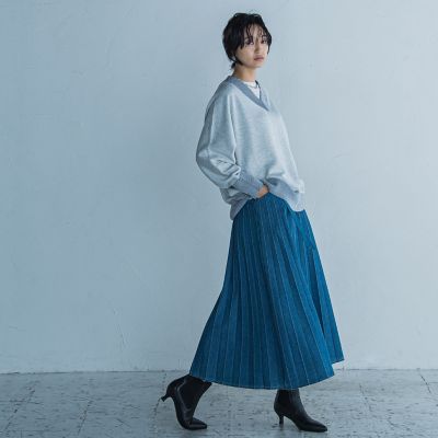 デニムプリーツスカート | MAYSON GREY（Women）/メイソングレイ