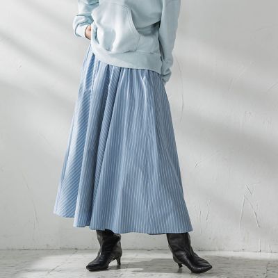 カラーストライプパネルフレアスカート≪洗濯機で洗える