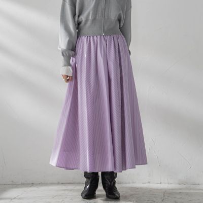 カラーストライプパネルフレアスカート≪洗濯機で洗える
