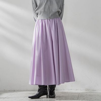 カラーストライプパネルフレアスカート≪洗濯機で洗える