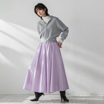 カラーストライプパネルフレアスカート≪洗濯機で洗える