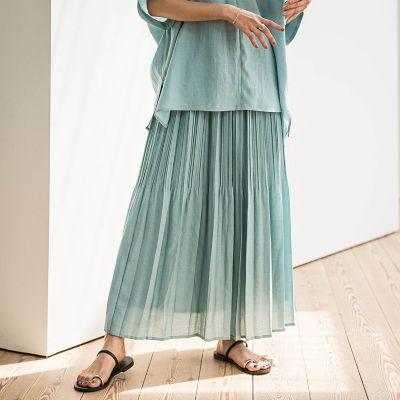 ラフィーネクロスランダム消しプリーツスカート≪手洗い可能　／　セットアップ対応≫