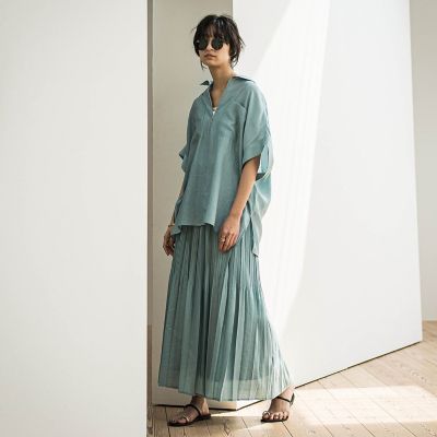 ラフィーネクロスランダム消しプリーツスカート≪手洗い可能　／　セットアップ対応≫