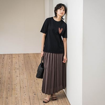ラフィーネクロスランダム消しプリーツスカート≪手洗い可能　／　セットアップ対応≫