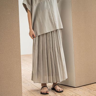 MAYSON GREY（Women）/メイソングレイ ラフィーネクロスランダム消しプリーツスカート≪手洗い可能 / セットアップ対応≫
