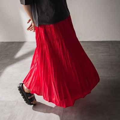 ＜MAYSON GREY（Women）＞シアーランダムプリーツスカート≪洗濯機で洗える≫