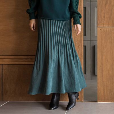 MAYSON GREY（Women）/メイソングレイ スウェードライク消しプリーツスカート&#8810;手洗い可能&#8811; 09グリーン ロングスカート【三越伊勢丹/公式】