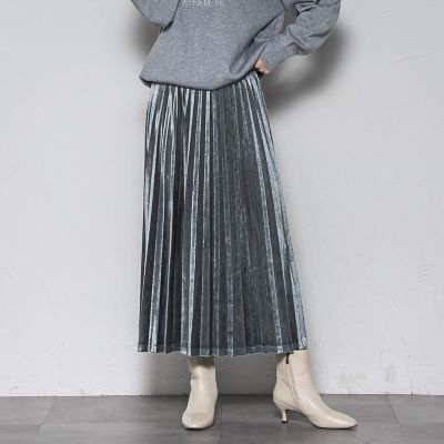 ＜MAYSON GREY（Women）＞【ＷＥＢ限定】ストレッチベロアプリーツスカート≪手洗い可能≫