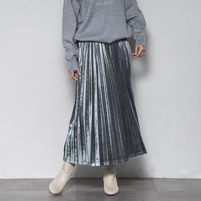 WEB限定】ストレッチベロアプリーツスカート≪手洗い可能