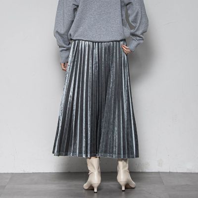 WEB限定】ストレッチベロアプリーツスカート≪手洗い可能