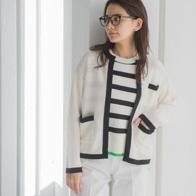 ＜MAYSON GREY（Women）＞柄編みジャケットライクニットカーディガン≪アンサンブル対応／手洗い可能≫