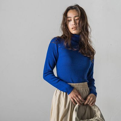 ＜MAYSON GREY（Women）＞ＲＩＢタートルネックニットプルオーバー≪手洗い可能≫