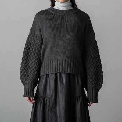 WEB限定カラーあり】バスケット編みニットプルオーバー