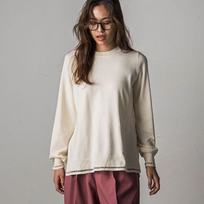 MAYSON GREY（Women）/メイソングレイ シアーラメラインクルーネックニットプルオーバー≪手洗い可能≫