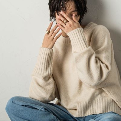 ヤクライクワイドクルーネックニットプルオーバー≪手洗い可能