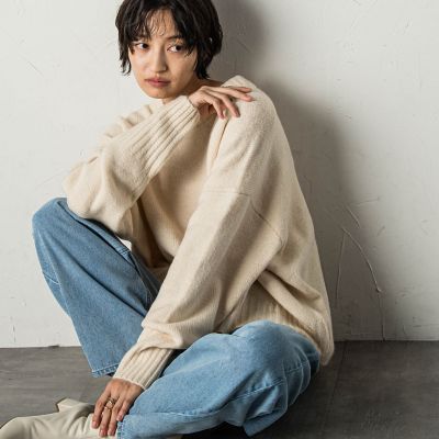 MAYSON GREY / メイソングレイ ヤクライクワイドクルーネックニットプルオーバー≪手洗い可能≫ ヤクライクワイドクルーネックニットプルオーバー≪手洗い可能