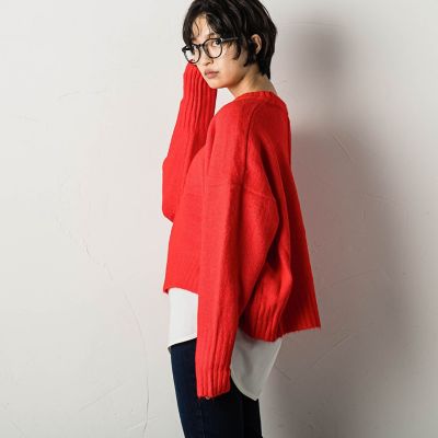 ヤクライクワイドクルーネックニットプルオーバー≪手洗い可能