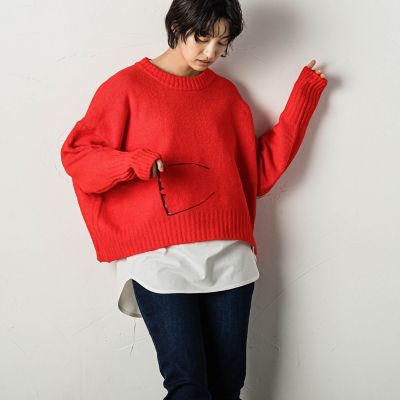 ヤクライクワイドクルーネックニットプルオーバー≪手洗い可能