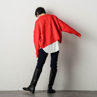 ヤクライクワイドクルーネックニットプルオーバー≪手洗い可能