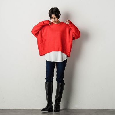 ヤクライクワイドクルーネックニットプルオーバー≪手洗い可能≫ MAYSON GREY｜ヤクライクワイドクルーネックニットプルオーバー