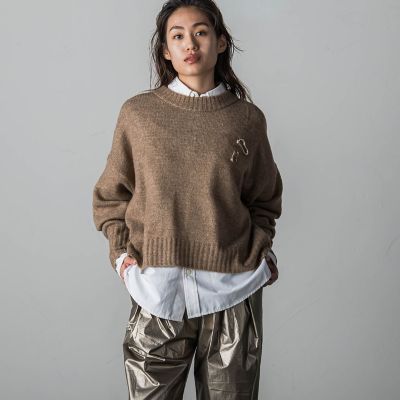ヤクライクワイドクルーネックニットプルオーバー≪手洗い可能