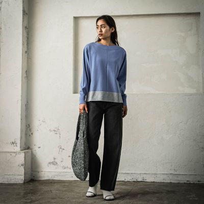 ラメヘムセンターラインボートネックプルオーバー≪手洗い可能≫