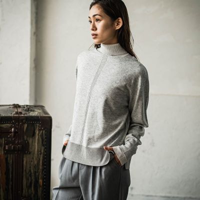 ラメヘムセンターラインボートネックプルオーバー≪手洗い可能≫