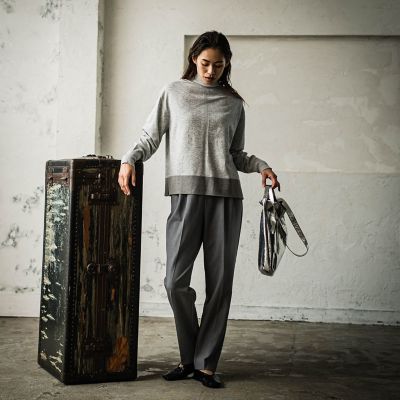 ラメヘムセンターラインボートネックプルオーバー≪手洗い可能≫