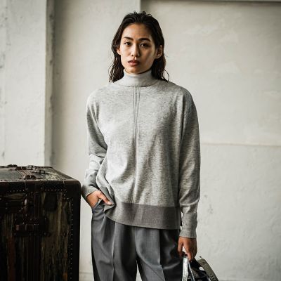 ラメヘムセンターラインボートネックプルオーバー≪手洗い可能≫