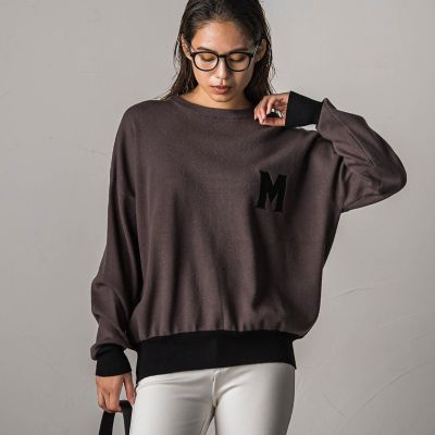 ワッペン付スウェットライクニットプルオーバー≪手洗い可能≫