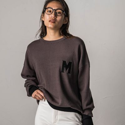 ワッペン付スウェットライクニットプルオーバー≪手洗い可能≫