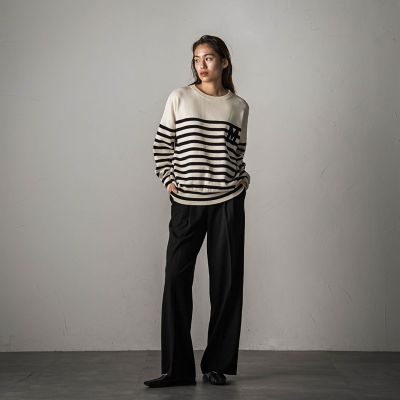 ワッペン付スウェットライクニットプルオーバー≪手洗い可能≫