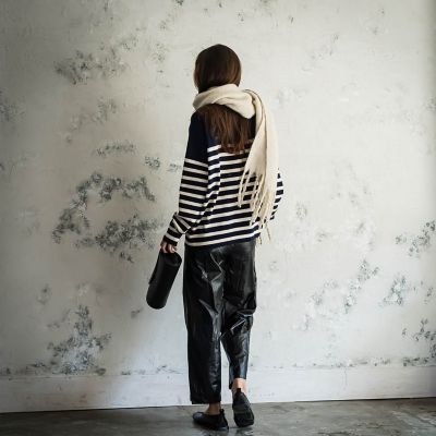 ワッペン付スウェットライクニットプルオーバー≪手洗い可能≫