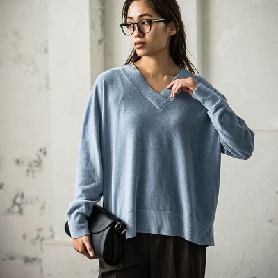 ベロアモールVネックニットプルオーバー≪手洗い可能