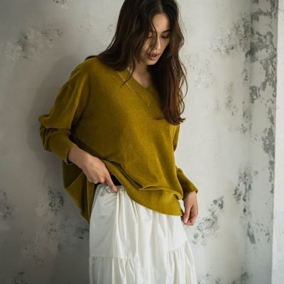 ベロアモールＶネックニットプルオーバー≪手洗い可能≫