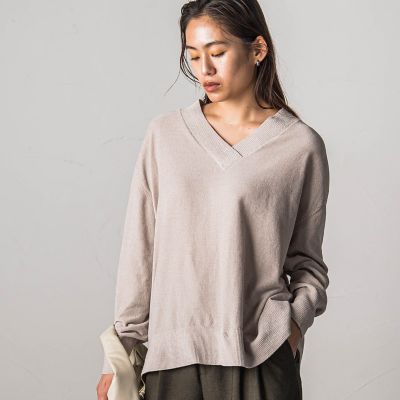 ベロアモールＶネックニットプルオーバー≪手洗い可能≫