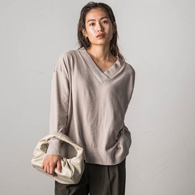 ベロアモールＶネックニットプルオーバー≪手洗い可能≫