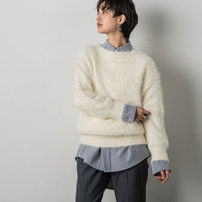 クルーネックシャギーニットプルオーバー≪手洗い可能≫ クルーネックシャギーニットプルオーバー≪手洗い可能