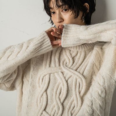 クラフトケーブルニットプルオーバー≪手洗い可能≫