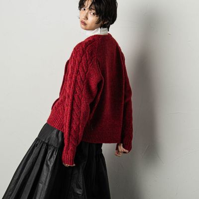 クラフトケーブルニットプルオーバー≪手洗い可能≫