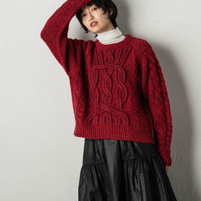 クラフトケーブルニットプルオーバー≪手洗い可能≫
