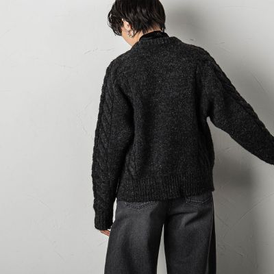 クラフトケーブルニットプルオーバー≪手洗い可能≫