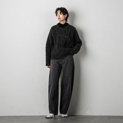 クラフトケーブルニットプルオーバー≪手洗い可能≫